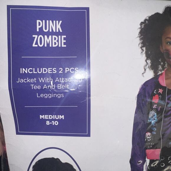 Zombie Punk Halloween Costume Girls size 8-10 Med 2 piece pink purple black - Picture 4 of 5
